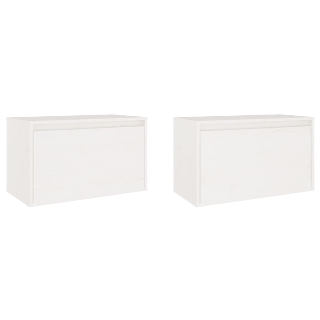 Armoires murales 2 pcs Blanc 60x30x35 cm Bois de pin massif