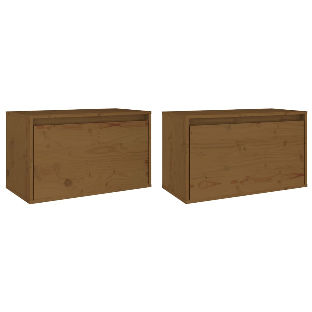 Armoires murales 2pcs Marron miel 60x30x35cm Bois de pin massif