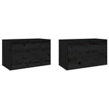 Armoires murales 2 pcs Noir 60x30x35 cm Bois de pin massif