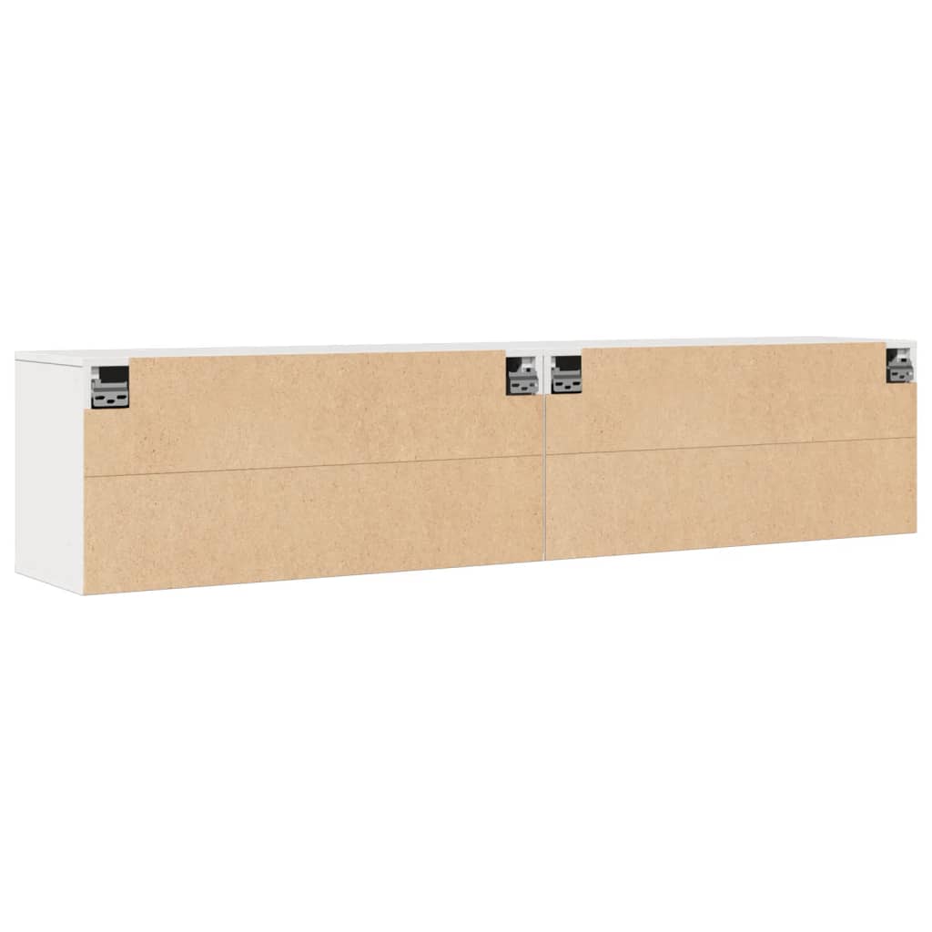 Armoires murales 2 pcs Blanc 80x30x35 cm Bois de pin massif