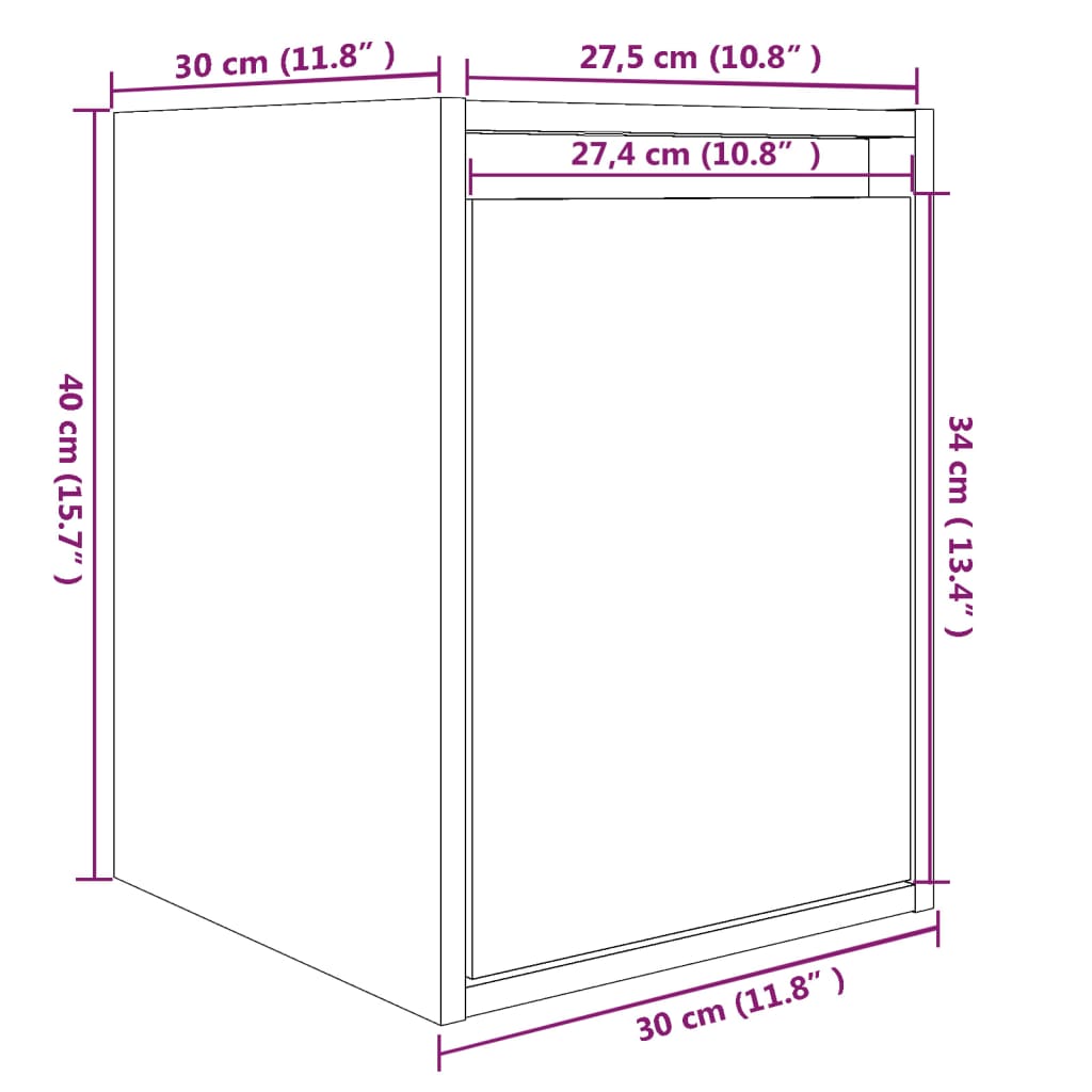 Armoire murale 30x30x40 cm Bois de pin massif