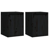 Armoires murales 2 pcs Noir 30x30x40 cm Bois de pin massif