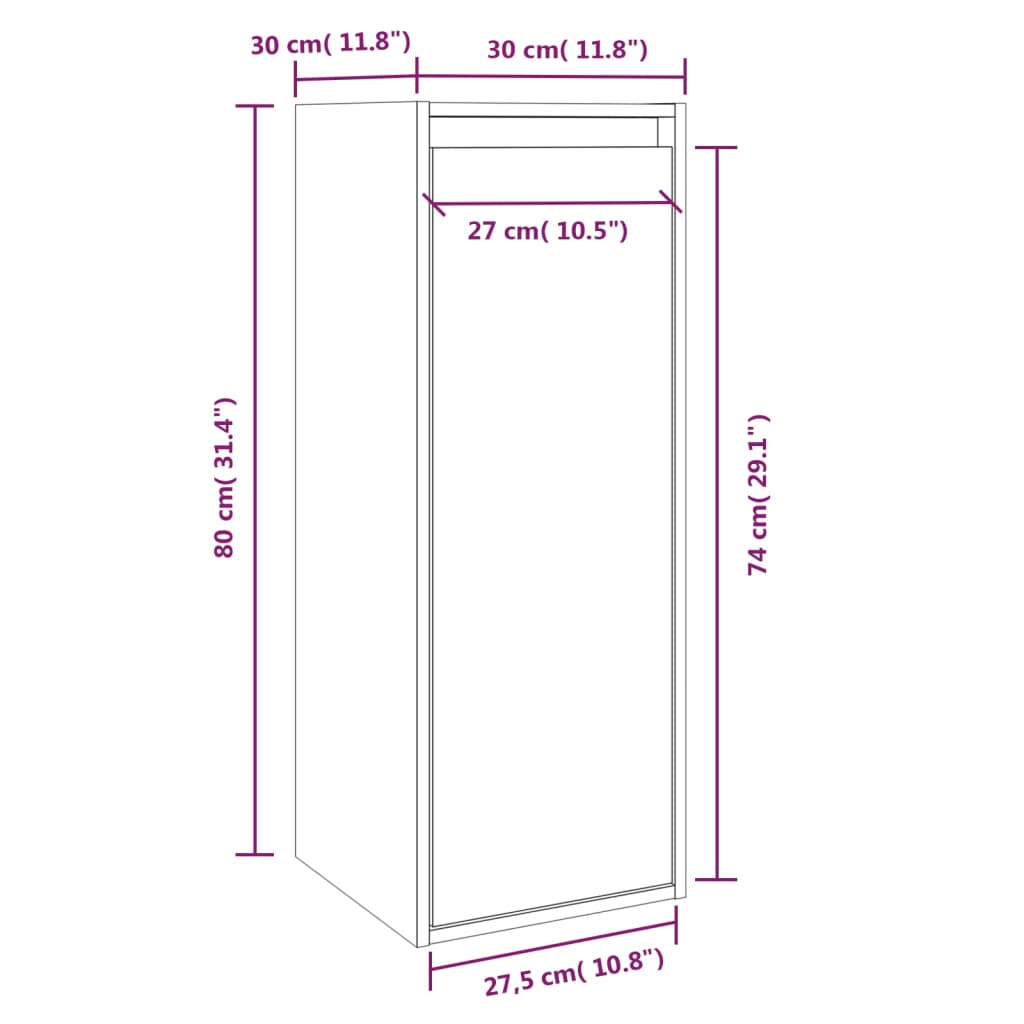 Armoires murales 2 pcs 30x30x80 cm Bois de pin massif