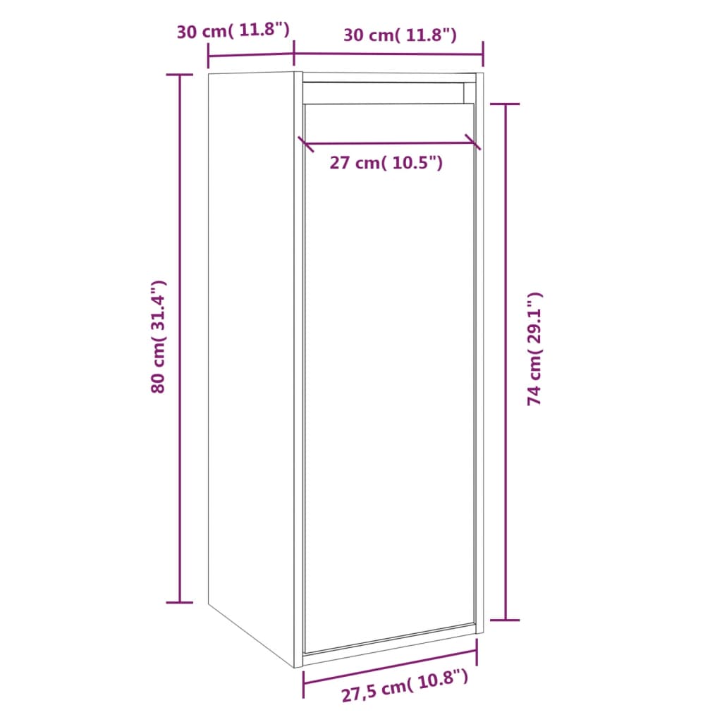 Armoires murales 2 pcs Blanc 30x30x80 cm Bois de pin massif