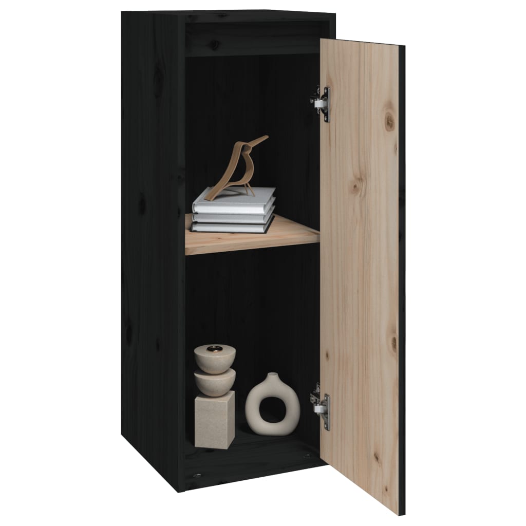 Armoire murale noir 30x30x80 cm Bois de pin massif