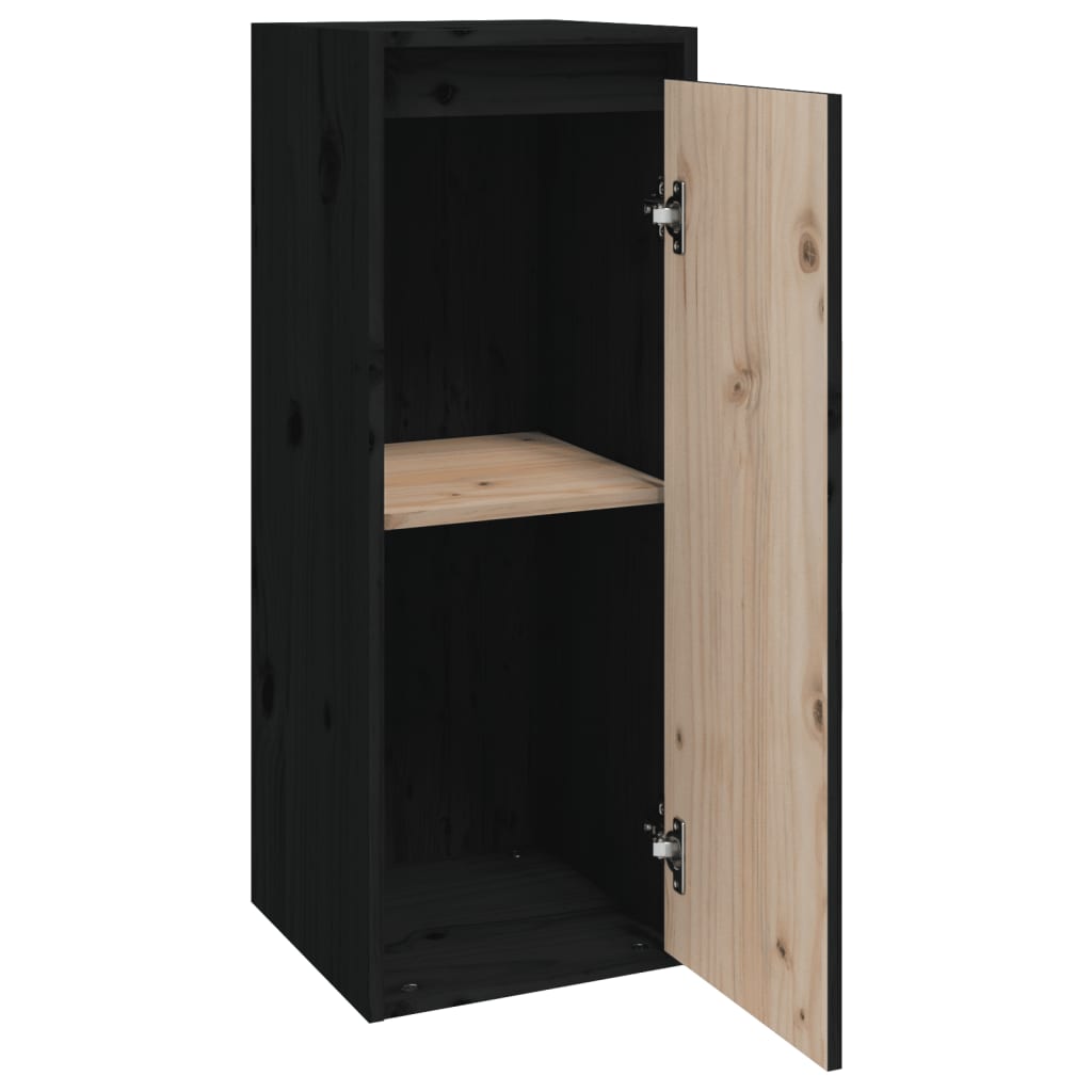 Armoire murale noir 30x30x80 cm Bois de pin massif