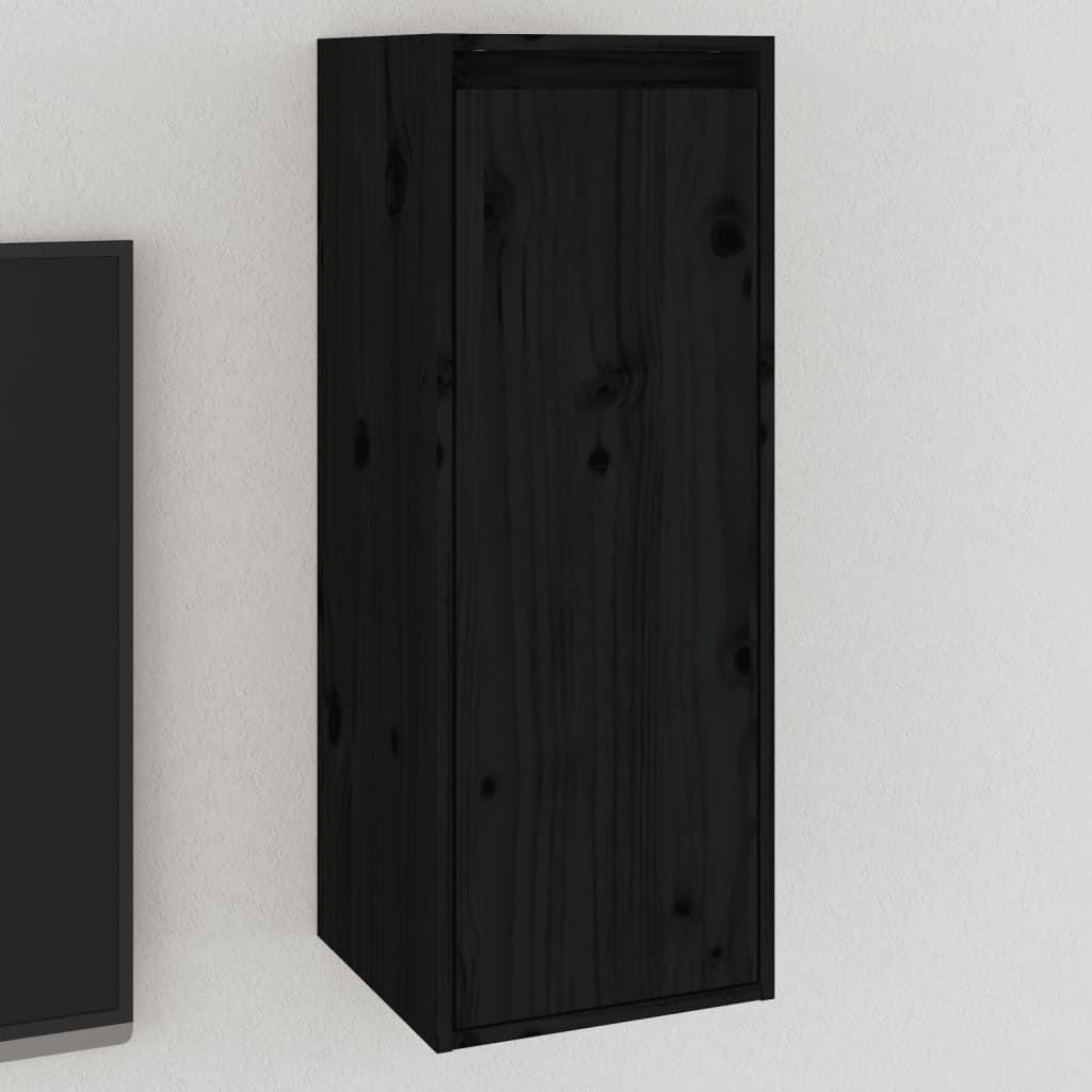 Armoire murale noir 30x30x80 cm Bois de pin massif