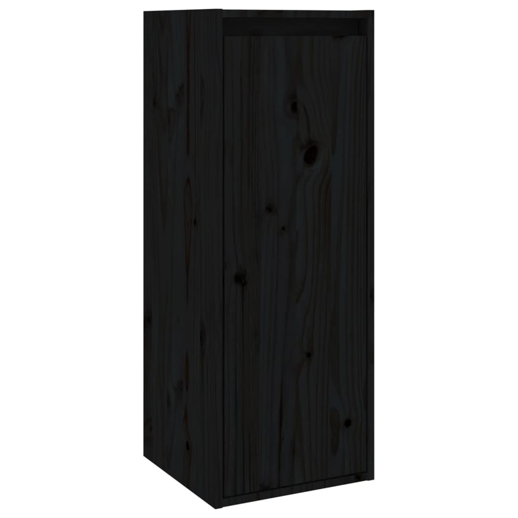 Armoires murales 2 pcs Noir 30x30x80 cm Bois de pin massif