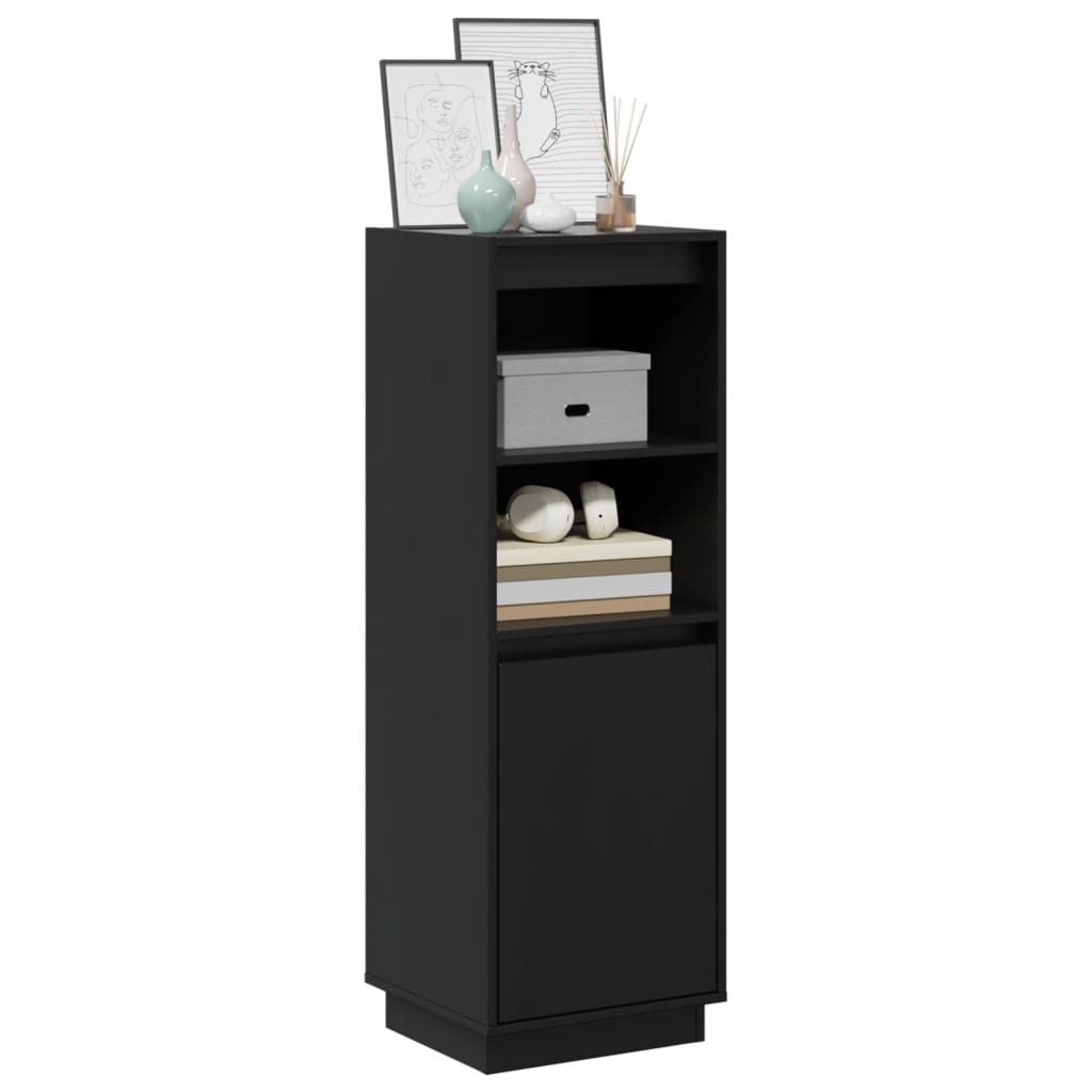 Buffet haut Noir 37x34x110 cm Bois massif de pin