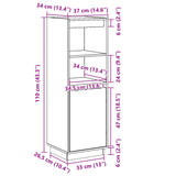 Buffet haut Noir 37x34x110 cm Bois massif de pin