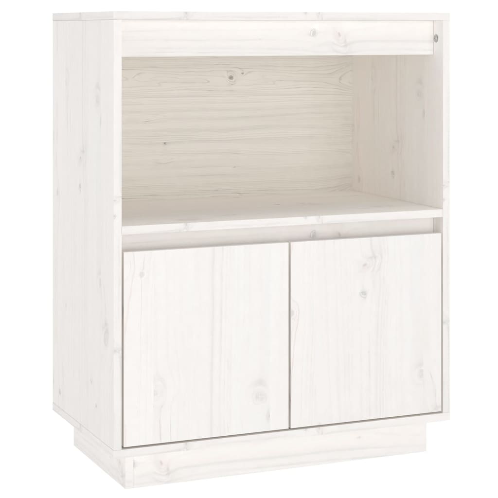 Buffet Blanc 60x34x75 cm Bois massif de pin