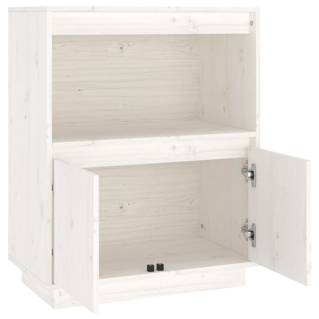 Buffet Blanc 60x34x75 cm Bois massif de pin