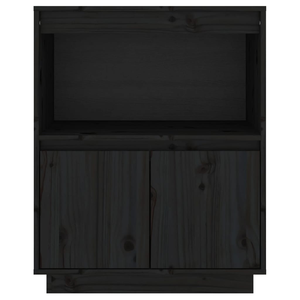 Buffet Noir 60x34x75 cm Bois massif de pin