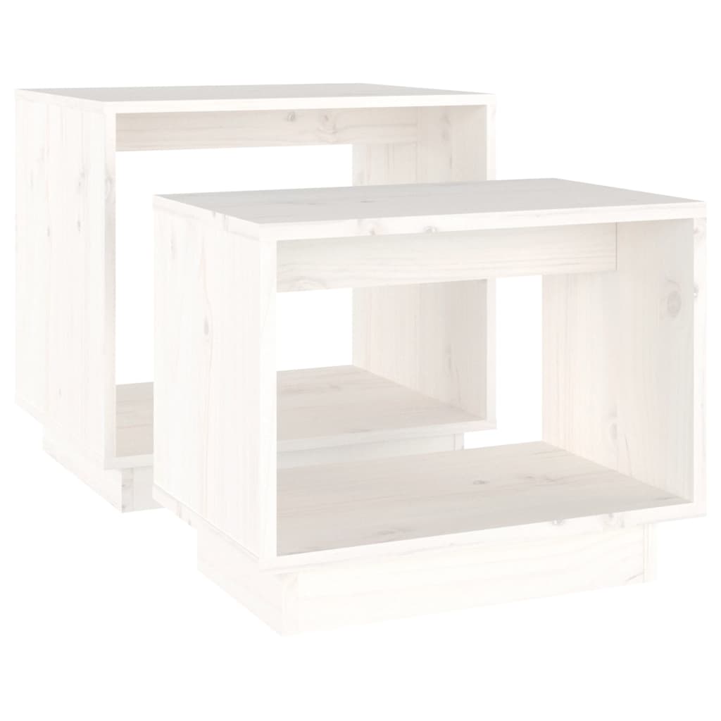 Tables basses gigognes 2 pcs Blanc Bois de pin massif