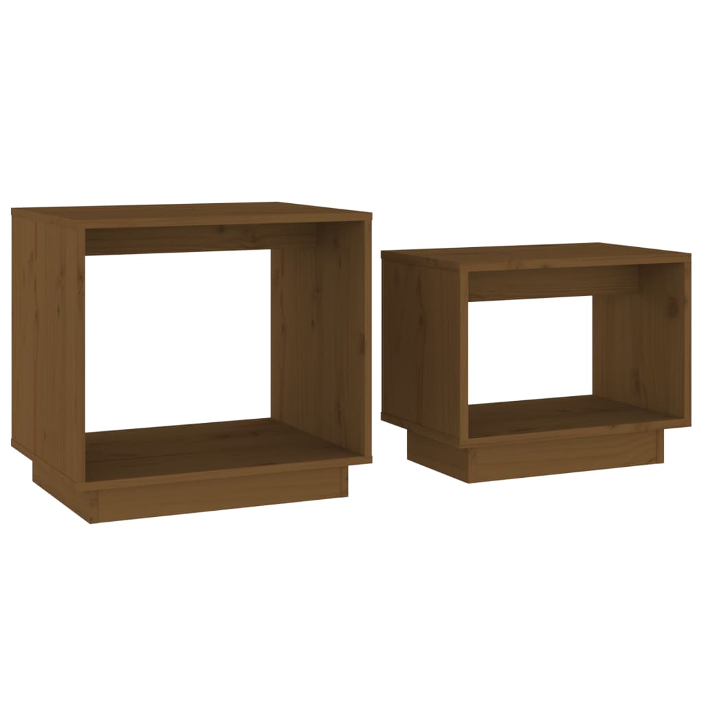 Nesting Coffee Tables 2 pcs Honey Brown Solid Pine Wood