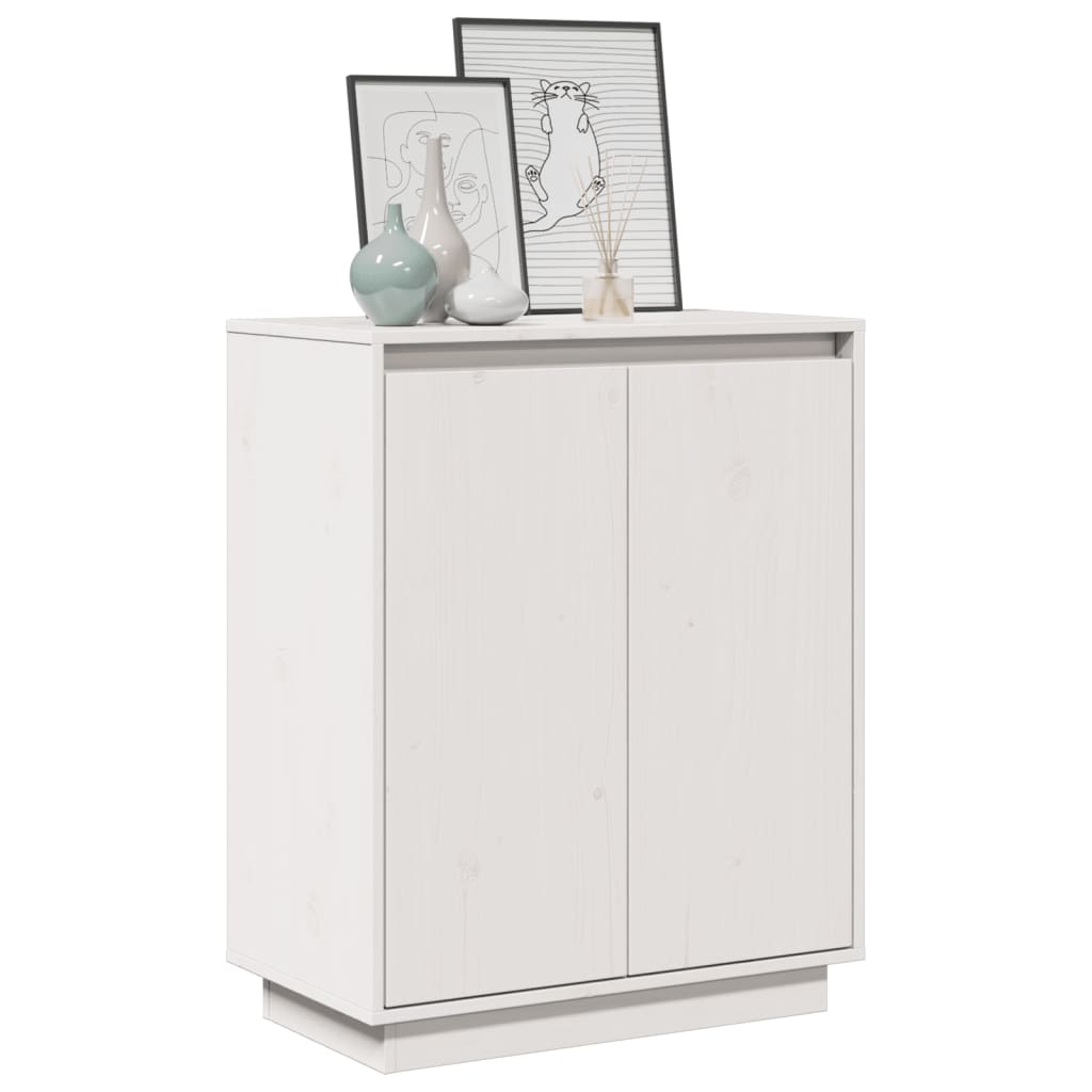 Buffet Blanc 60x34x75 cm Bois massif de pin