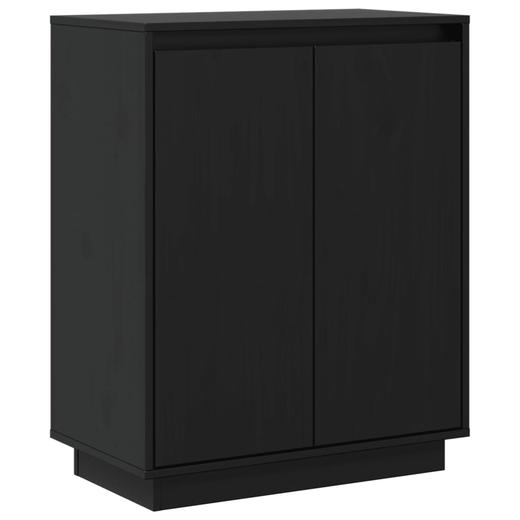 Buffet Noir 60x34x75 cm Bois massif de pin