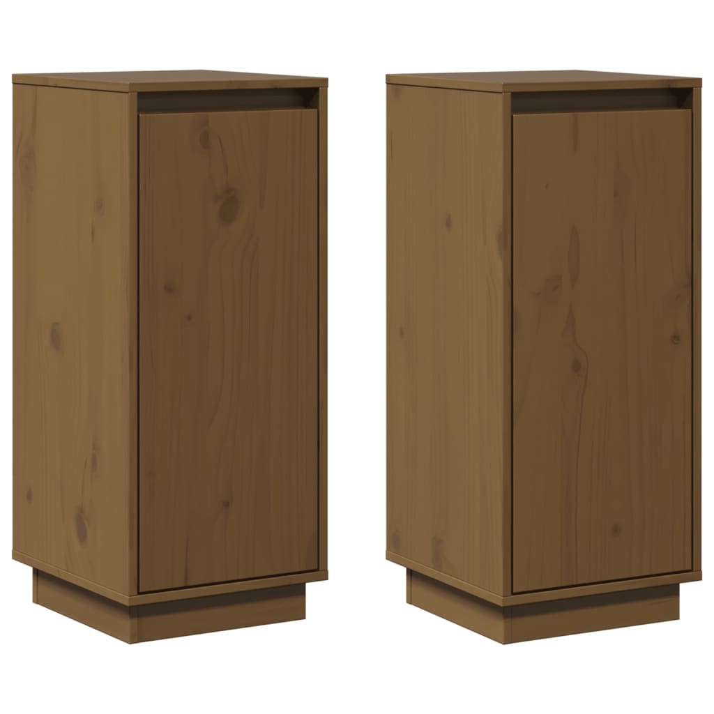 Buffets 2 pcs Marron miel 31,5x34x75 cm Bois massif de pin