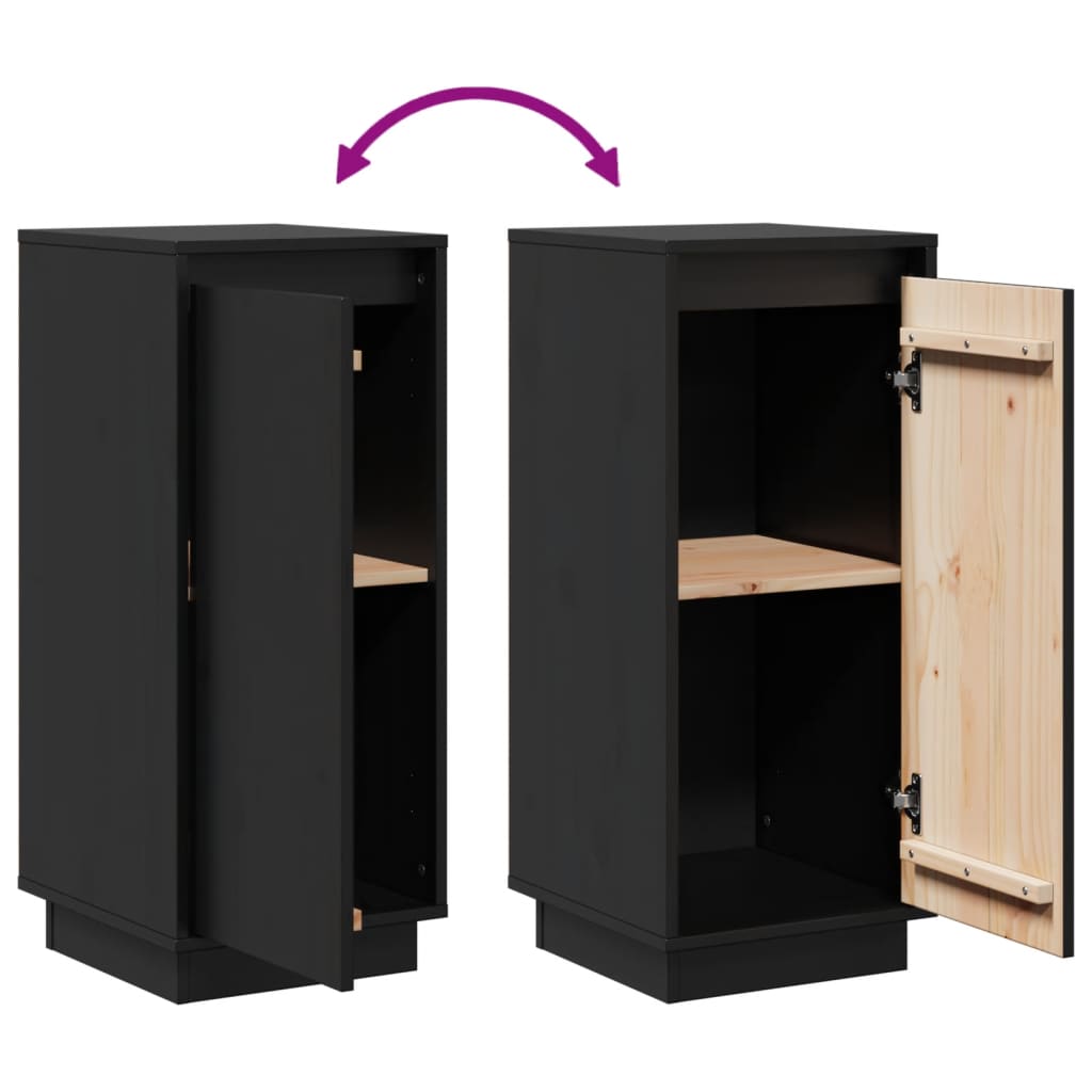 Buffets 2 pcs Noir 31,5x34x75 cm Bois massif de pin