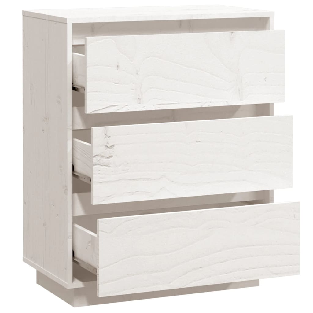 Buffet Blanc 60x34x75 cm Bois massif de pin