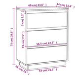 Buffet Blanc 60x34x75 cm Bois massif de pin