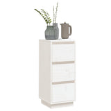 Buffet Blanc 32x34x75 cm Bois massif de pin