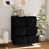 Buffets 2 pcs Noir 32x34x75 cm Bois massif de pin