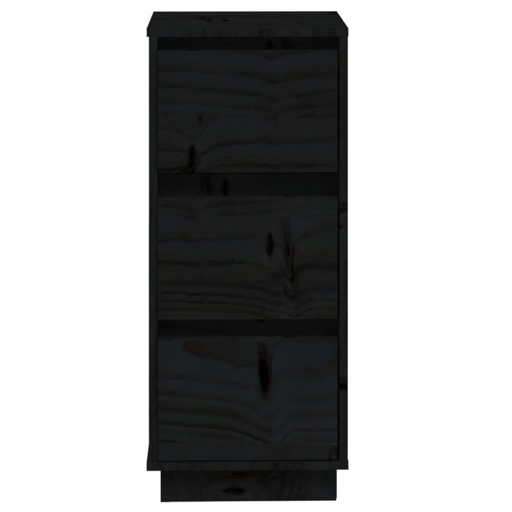 Buffets 2 pcs Noir 32x34x75 cm Bois massif de pin