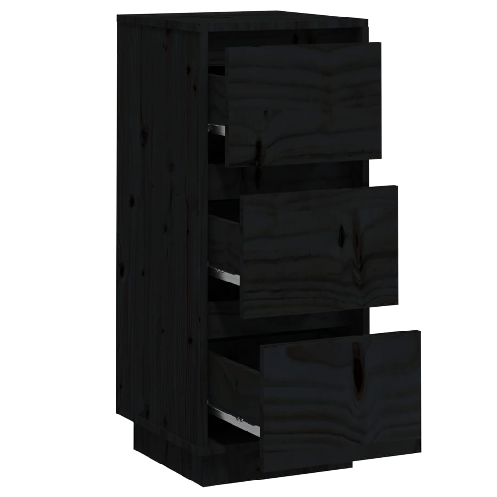 Buffets 2 pcs Noir 32x34x75 cm Bois massif de pin