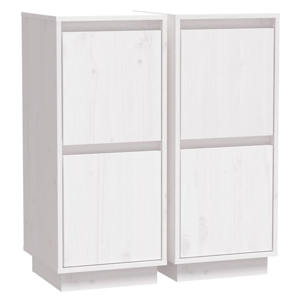 Sideboards 2 pcs White 31.5x34x75 cm Solid pine wood