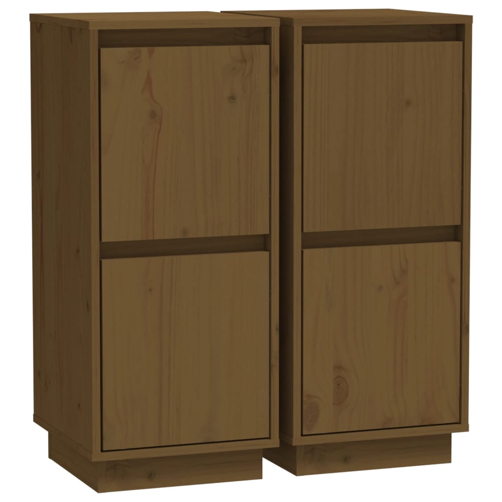 Buffets 2 pcs Marron miel 31,5x34x75 cm Bois massif de pin