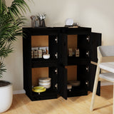 Buffets 2 pcs Noir 31,5x34x75 cm Bois massif de pin