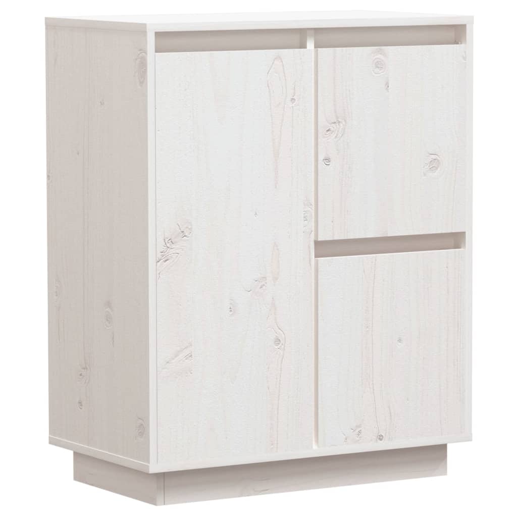 Buffet Blanc 60x34x75 cm Bois massif de pin