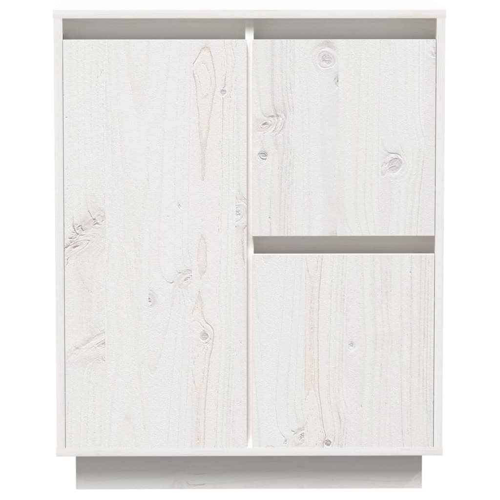 Buffet Blanc 60x34x75 cm Bois massif de pin