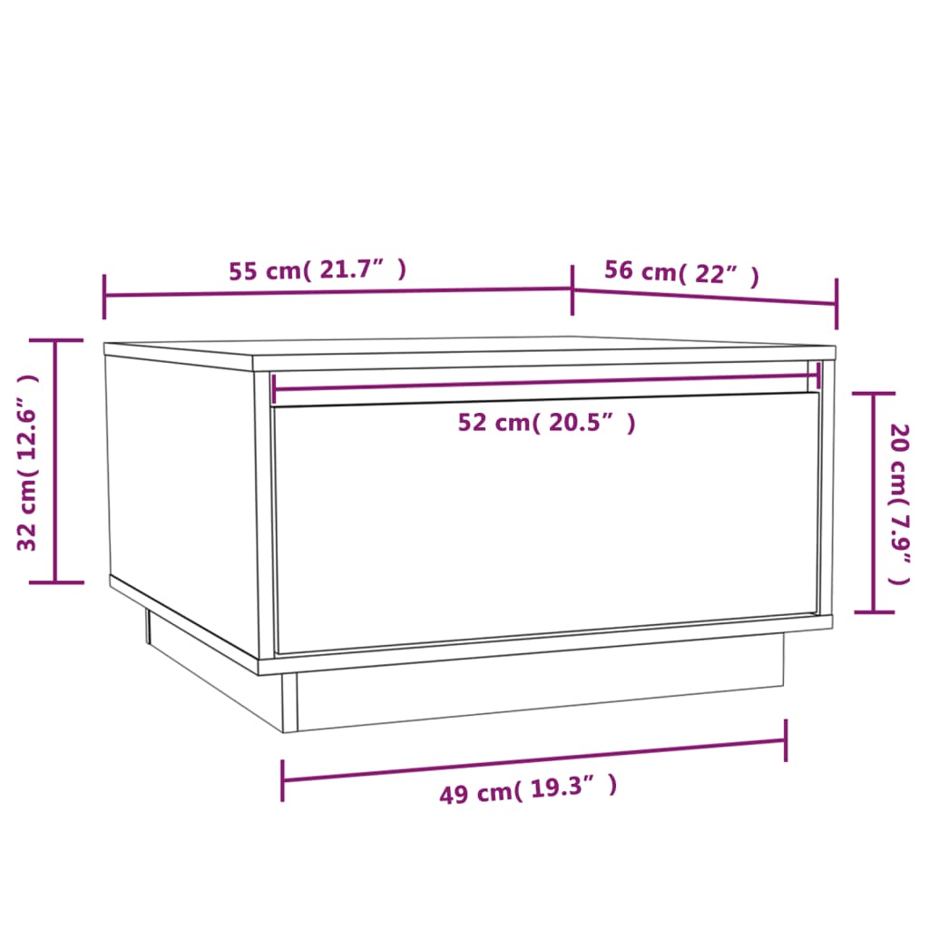 Table basse Marron miel 55x56x32 cm Bois massif de pin