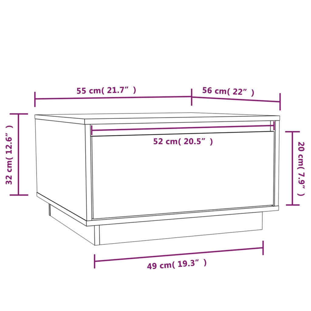 Table basse Noir 55x56x32 cm Bois massif de pin