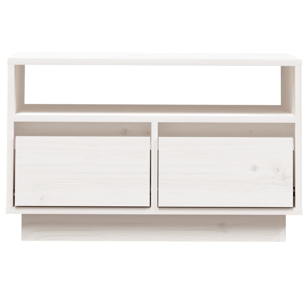 Meuble TV Blanc 60x35x37 cm Bois de pin massif