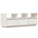 White TV cabinet 140x37x50 cm Solid pine wood