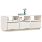 White TV cabinet 140x37x50 cm Solid pine wood