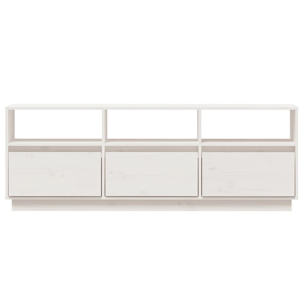 White TV cabinet 140x37x50 cm Solid pine wood