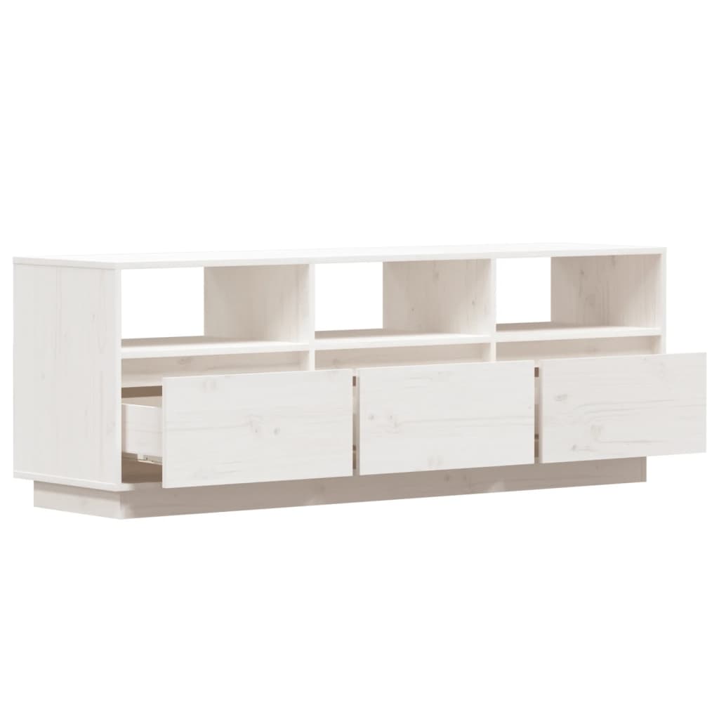 White TV cabinet 140x37x50 cm Solid pine wood