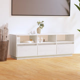 White TV cabinet 140x37x50 cm Solid pine wood