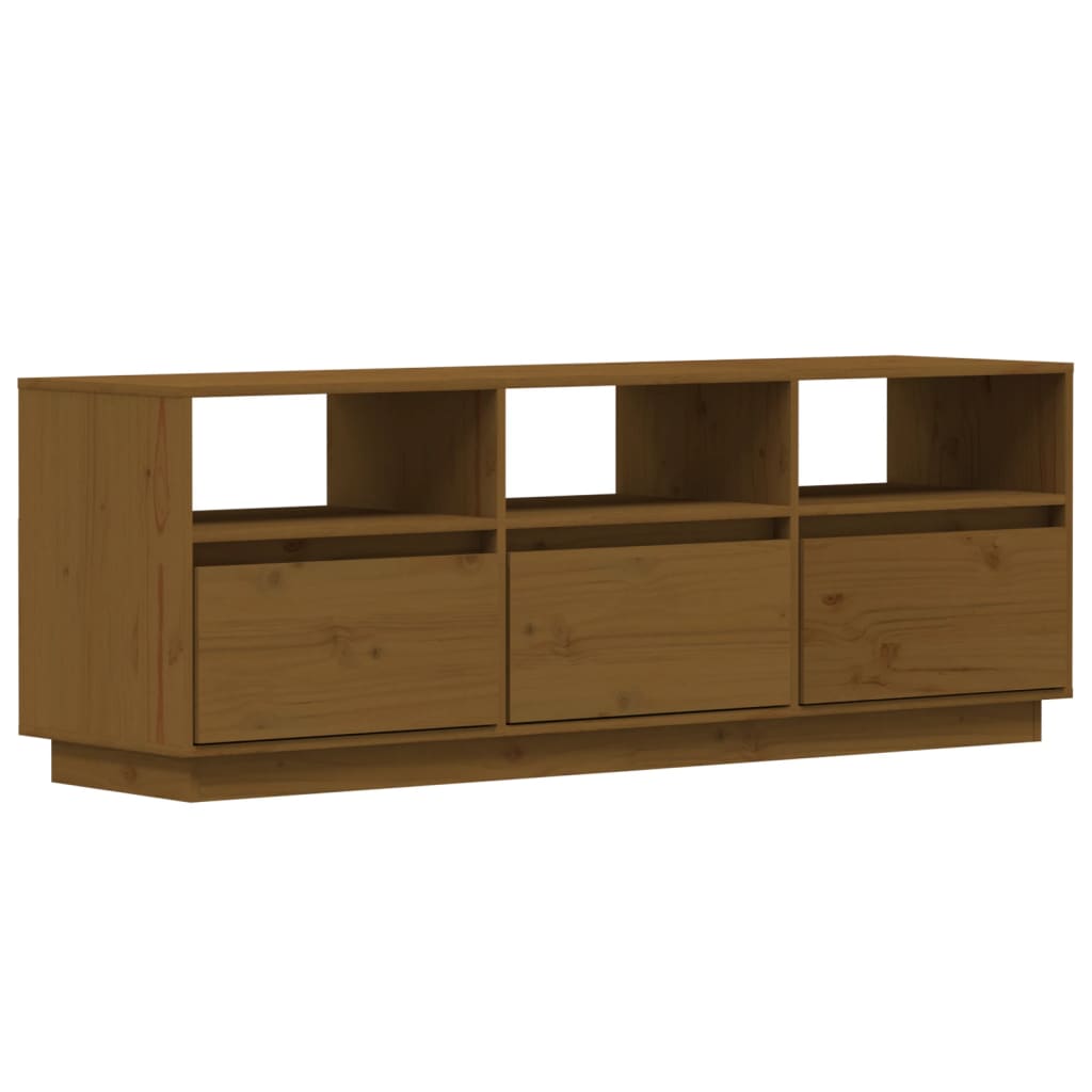 Meuble TV Marron miel 140x37x50 cm Bois de pin massif