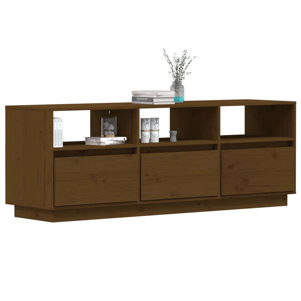 Honey Brown TV Cabinet 140x37x50 cm Solid Pine Wood