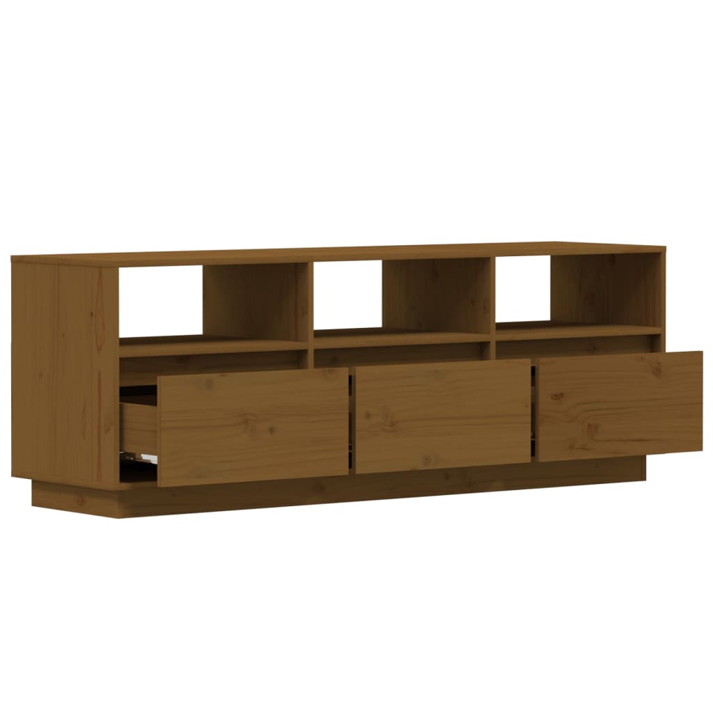 Meuble TV Marron miel 140x37x50 cm Bois de pin massif