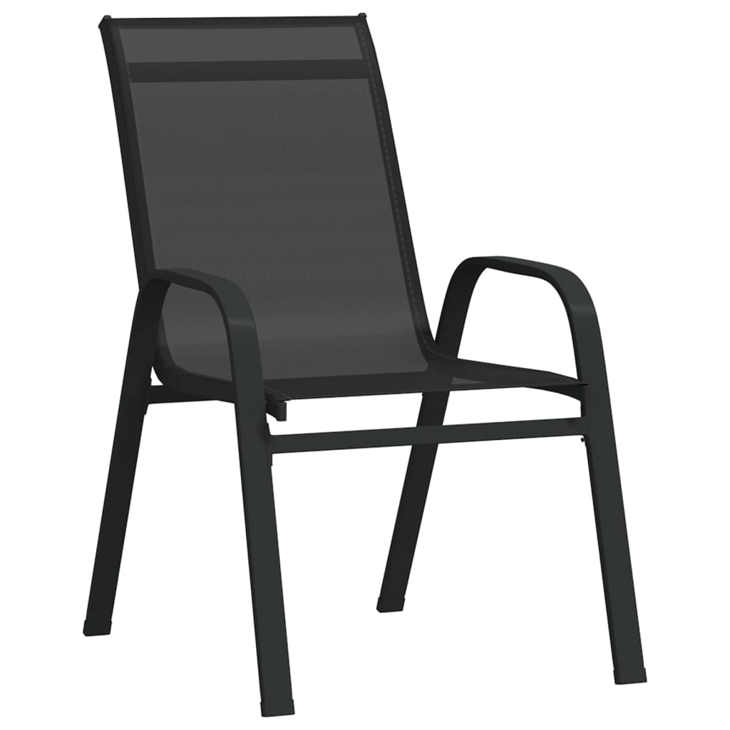 Chaises empilables de jardin lot de 2 Noir Tissu textilène