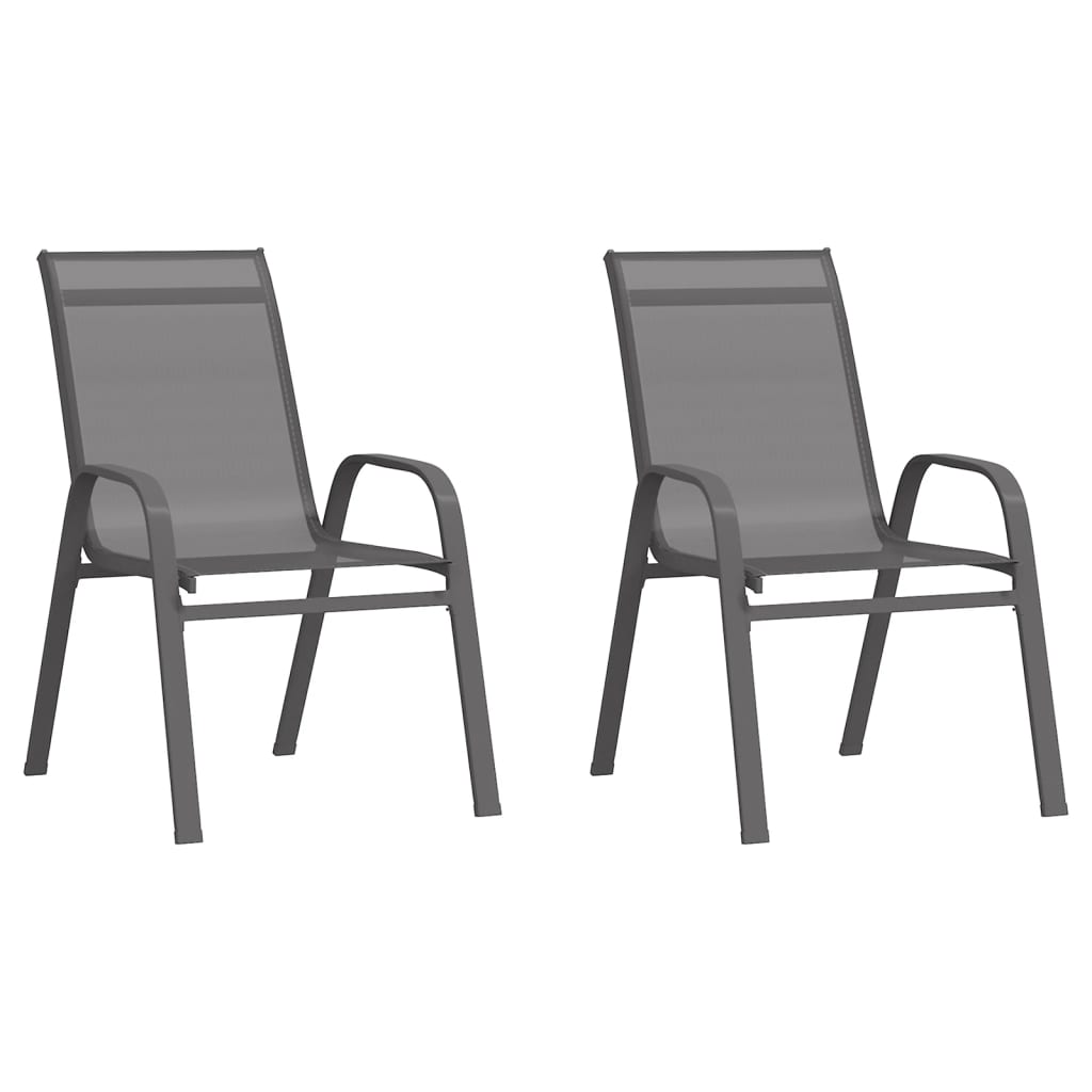 Chaises empilables de jardin lot de 2 Gris Tissu textilène