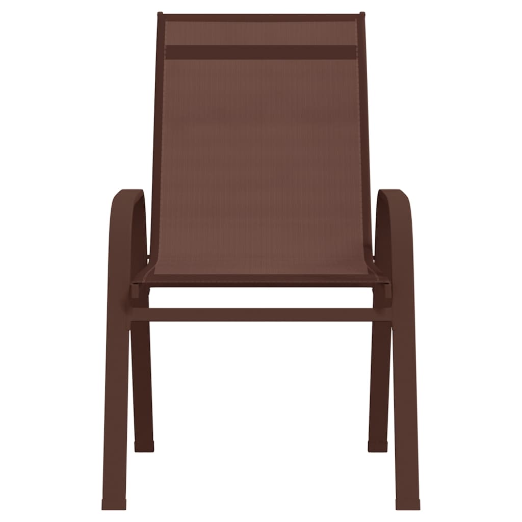 Chaises empilables de jardin lot de 2 Marron Tissu textilène