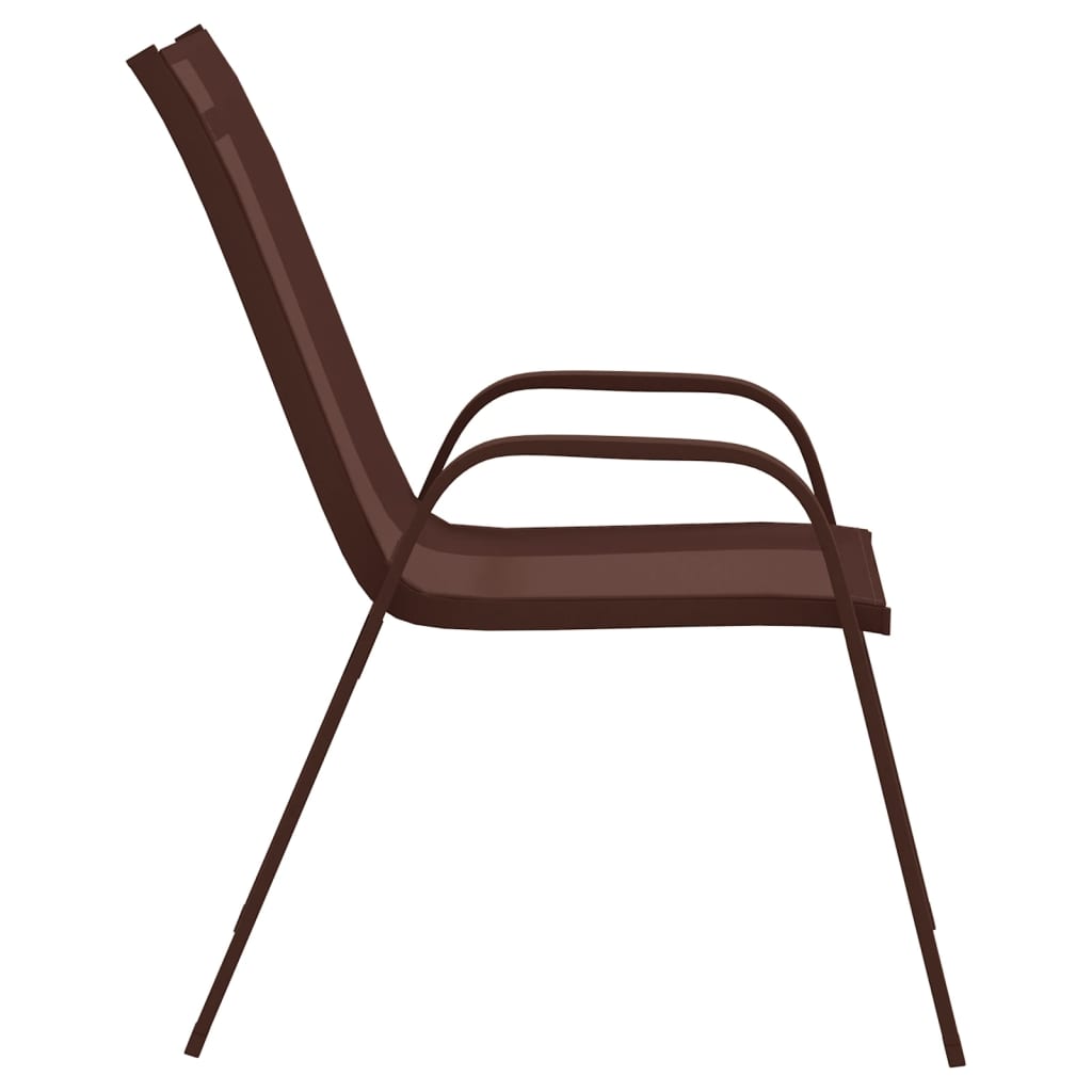 Chaises empilables de jardin lot de 2 Marron Tissu textilène