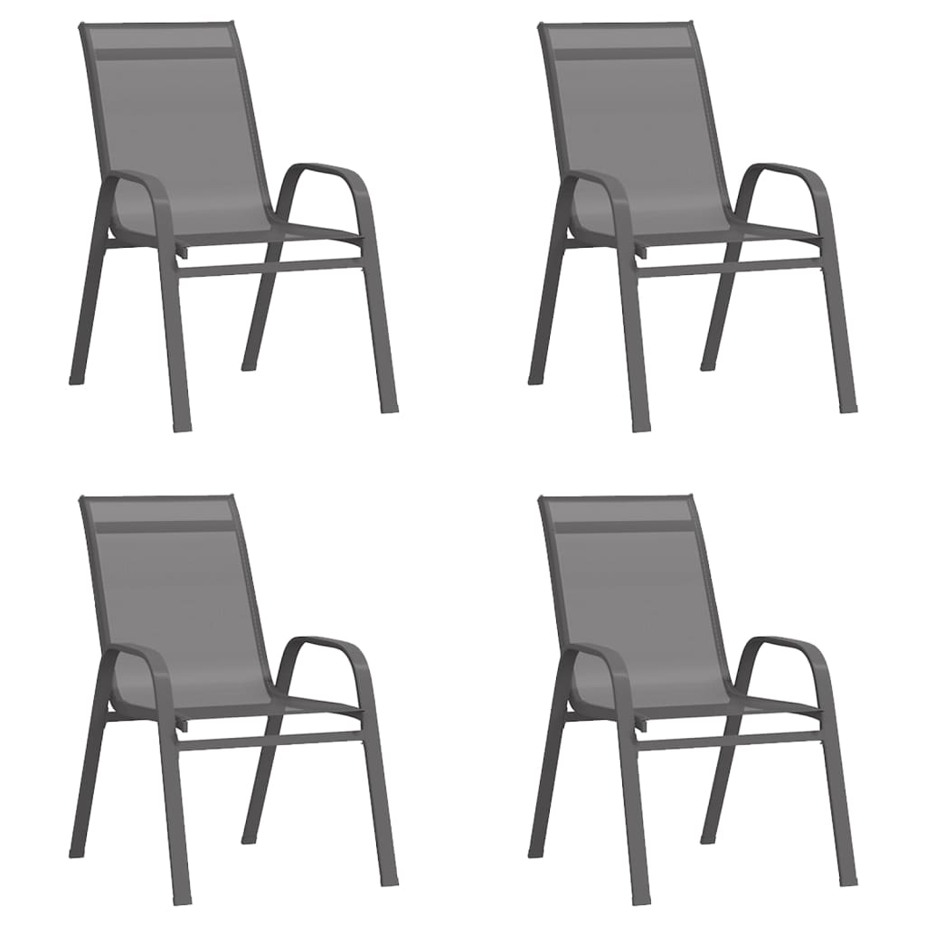 Stackable garden chairs set of 4 Grey Textilene fabric